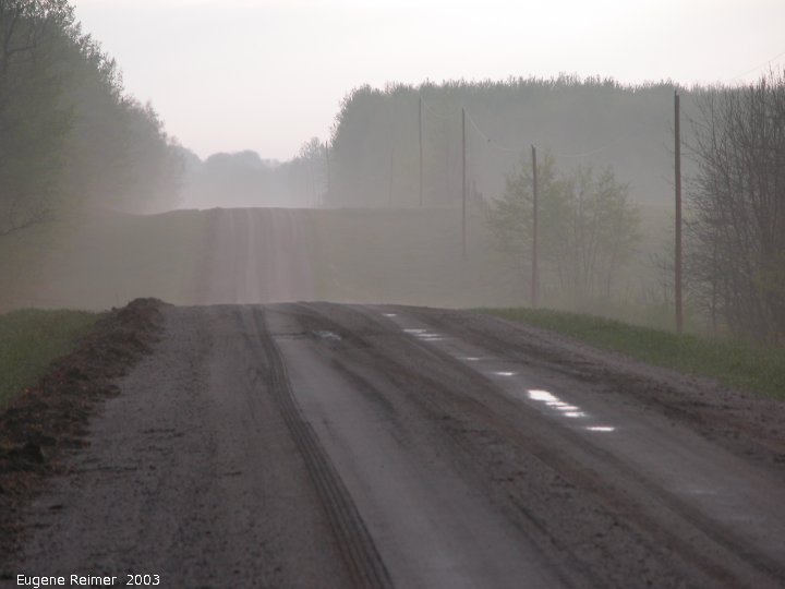 IMG 2003-May16 at WalkinshawPlace near Boissevain:  fog on road