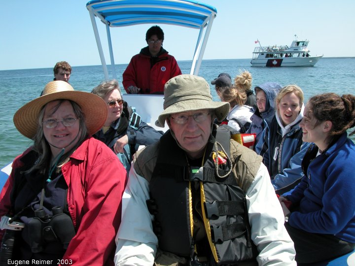 IMG 2003-Jun01 at FlowerpotIsland ON by boat:  group-2003 in zodiac