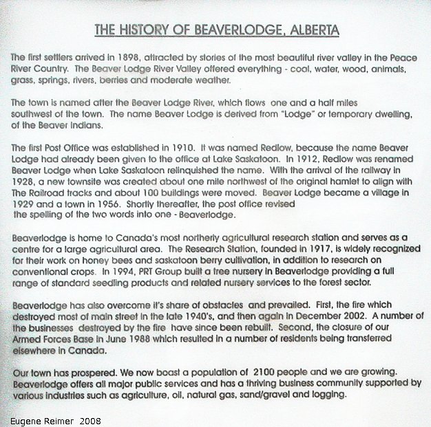 IMG 2008-Jun25 at Beaverlodge AB:  the Beaverlodge Beaver (Castor canadensis) historical-info part-1