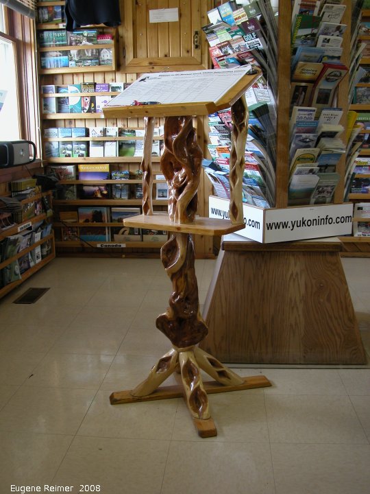 IMG 2008-Jun26 at DawsonCreek BC:  object Diamond-willow (Salix bebbiana) speaker-stand in giftshop