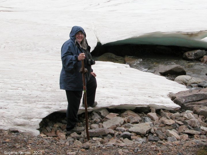 IMG 2008-Jun30 at the NorthForkPass:  Doris on glacier