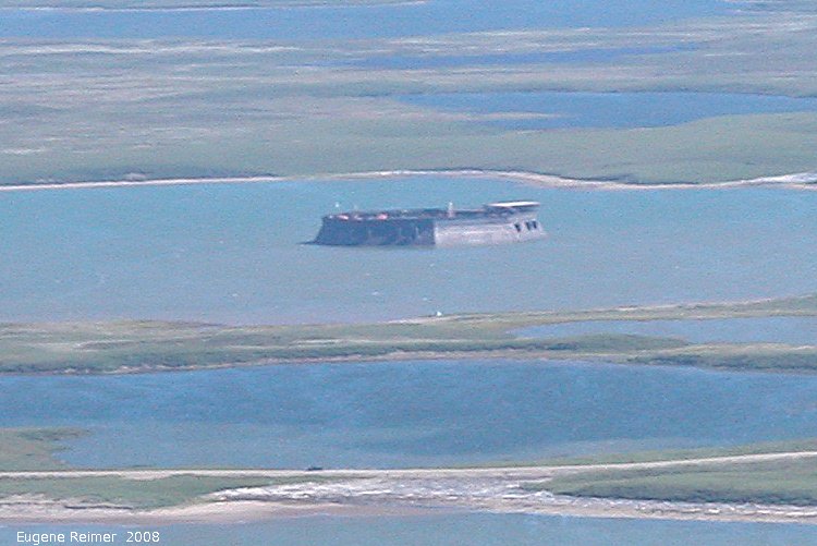 IMG 2008-Jul04 at Tuk aka Tuktoyaktuk and back:  building old whaling-station in Tuk now partially submerged