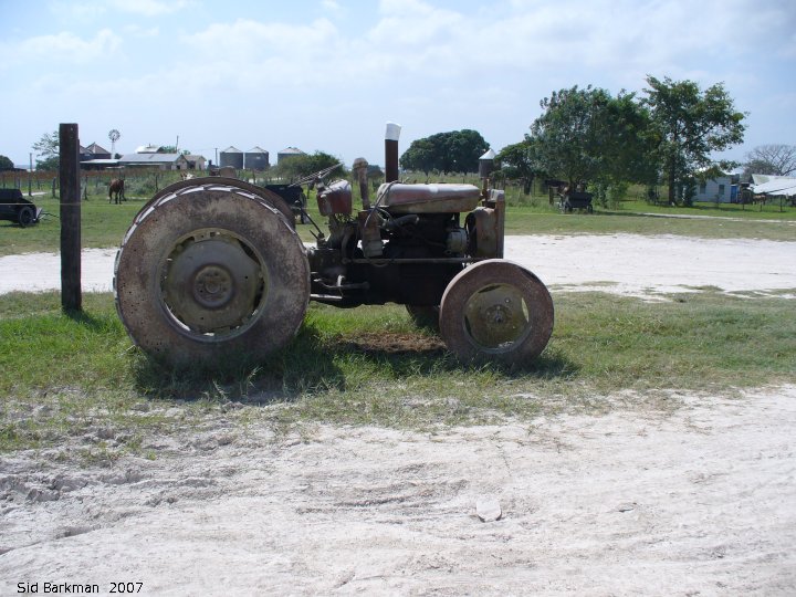 IMG 2007-Feb at Belize:  Belize tractor converted to steel-wheels