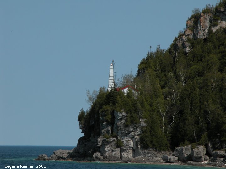 IMG 2003-Jun01 at FlowerpotIsland ON by boat:  lighthouse on Flowerpot Island