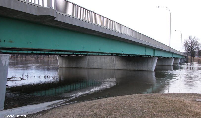 IMG 2006-Apr09 at Winnipeg:  Red River water under the St-Vital Bridge