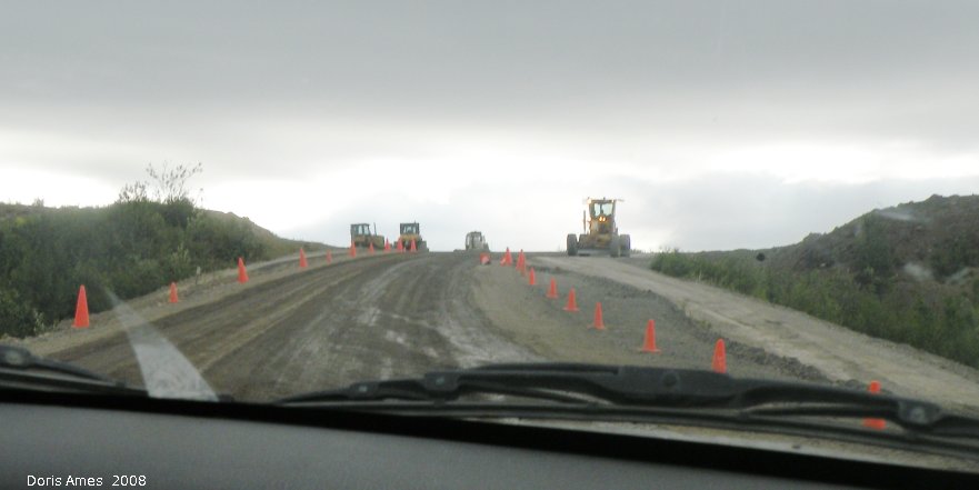 IMG 2008-Jul05 at DempsterHwy S of PeelRiver:  road has one lane open although still undergoing repairs