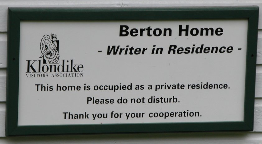IMG 2008-Jul06 at DawsonCity-YT:  sign on Burton Home Writer in Residence