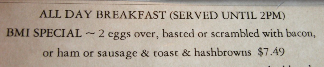 IMG 2008-Jul13 at Beaverlodge-AB:&nbsp; sign from menu showing what ALL-DAY means in Beaverlodge