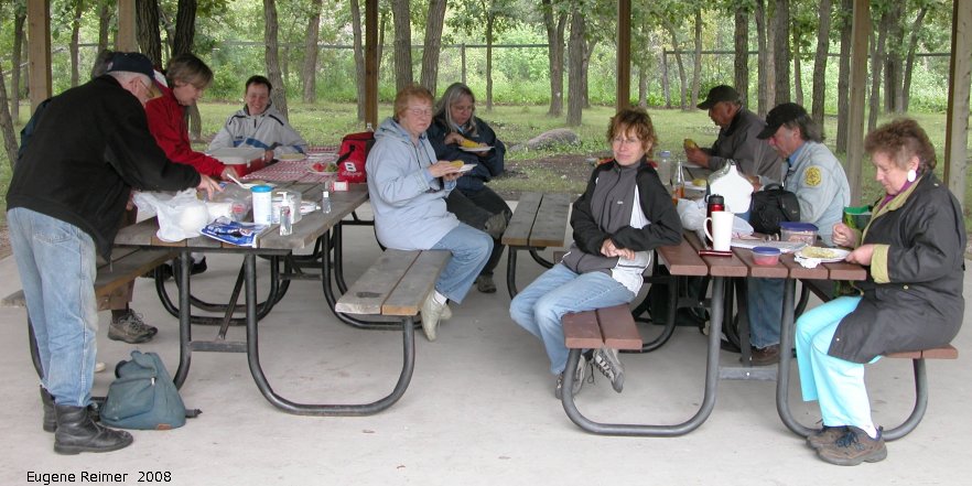 IMG 2008-Aug23 at Roseau-River-MB:  group-2008 having lunch