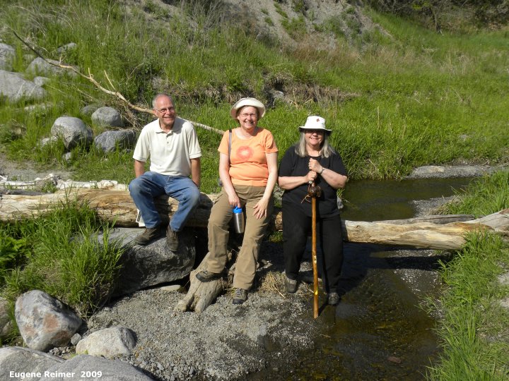 IMG 2009-Jun13 at Pembina Valley Provincial Park:  Richard+Peggy+Doris at creek crossing
