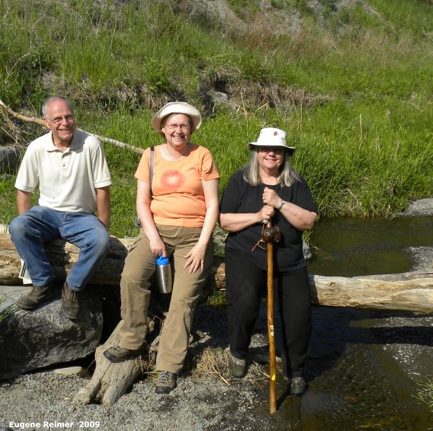 IMG 2009-Jun13 at Pembina Valley Provincial Park:&nbsp; Richard+Peggy+Doris at creek crossing closer