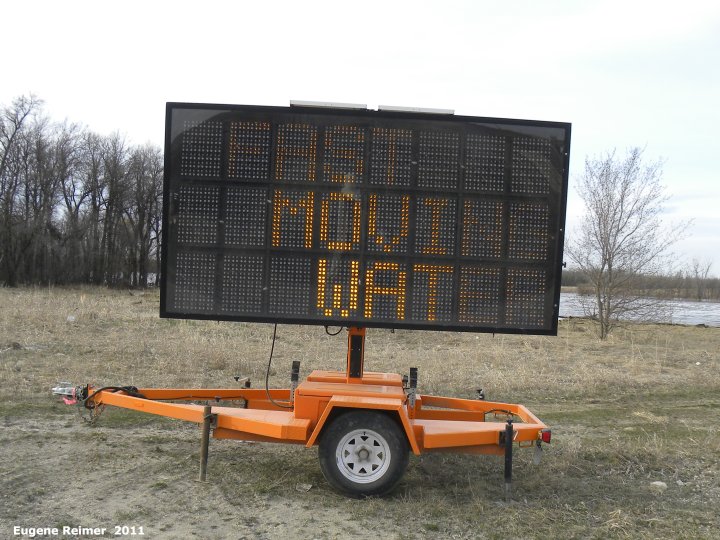 IMG 2011-Apr29 at St-Norbert of Winnipeg:&nbsp; portable programmable sign Fast Moving Water