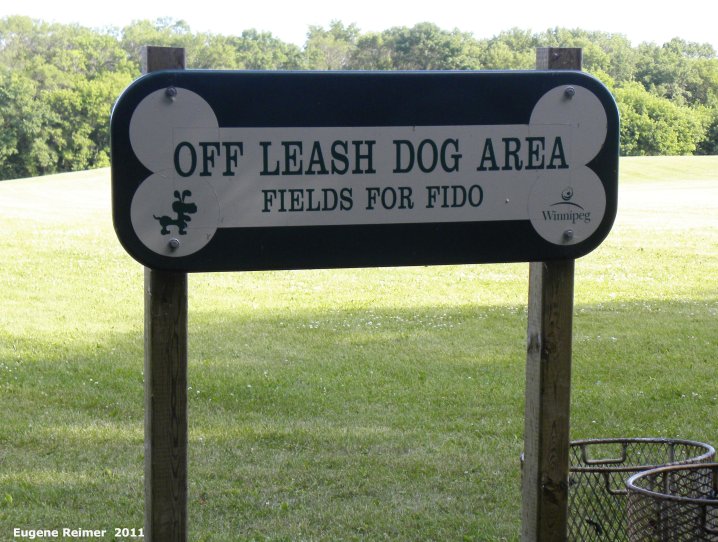 IMG 2011-Jul12 at Winnipeg:  sign Off-Leash Dog Area